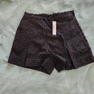 J.Crew Tie Waist Short In Embroidered Eyelet Black Size 6